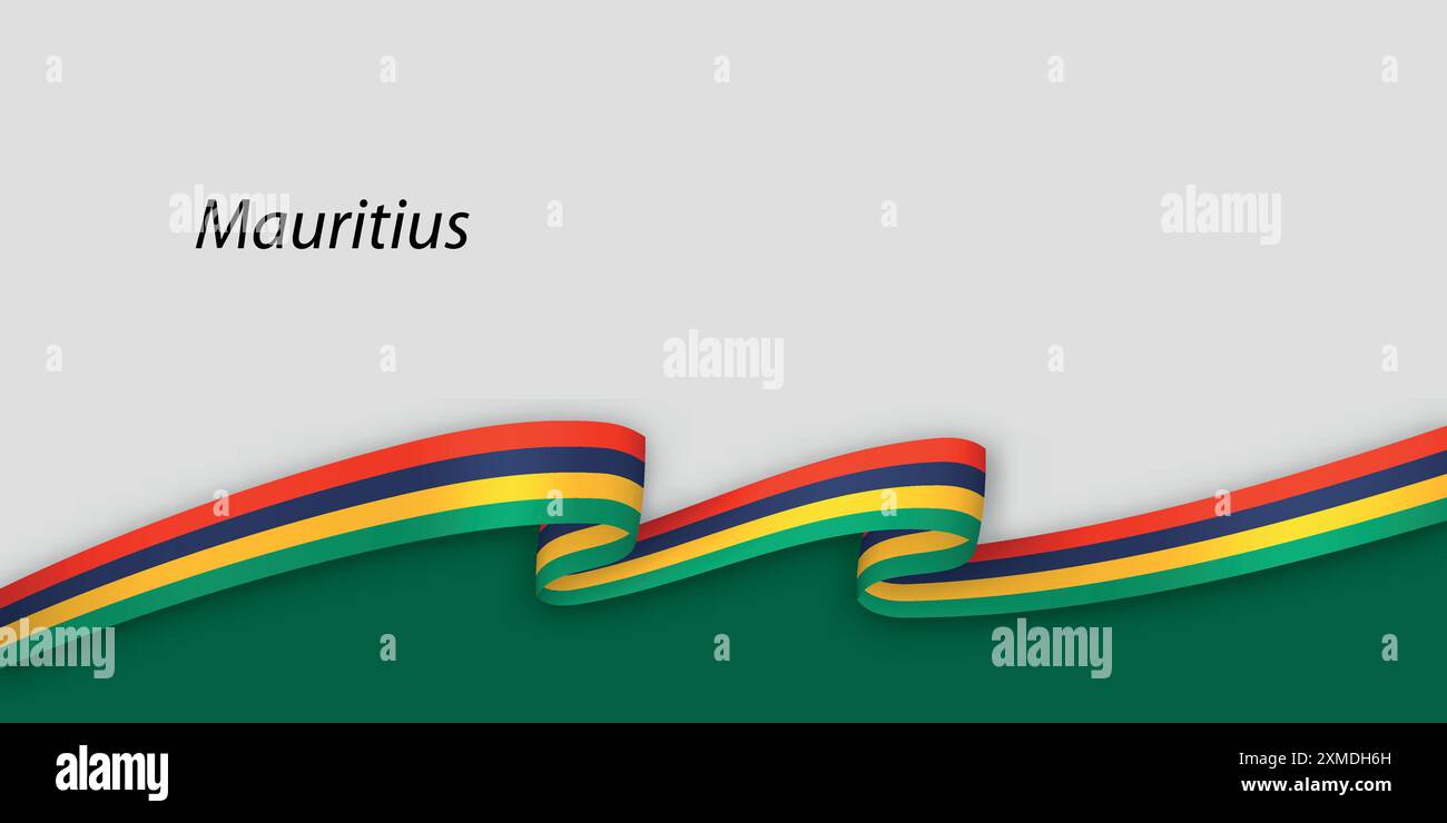 3d ribbon with national flag Mauritius isolated on white background ...