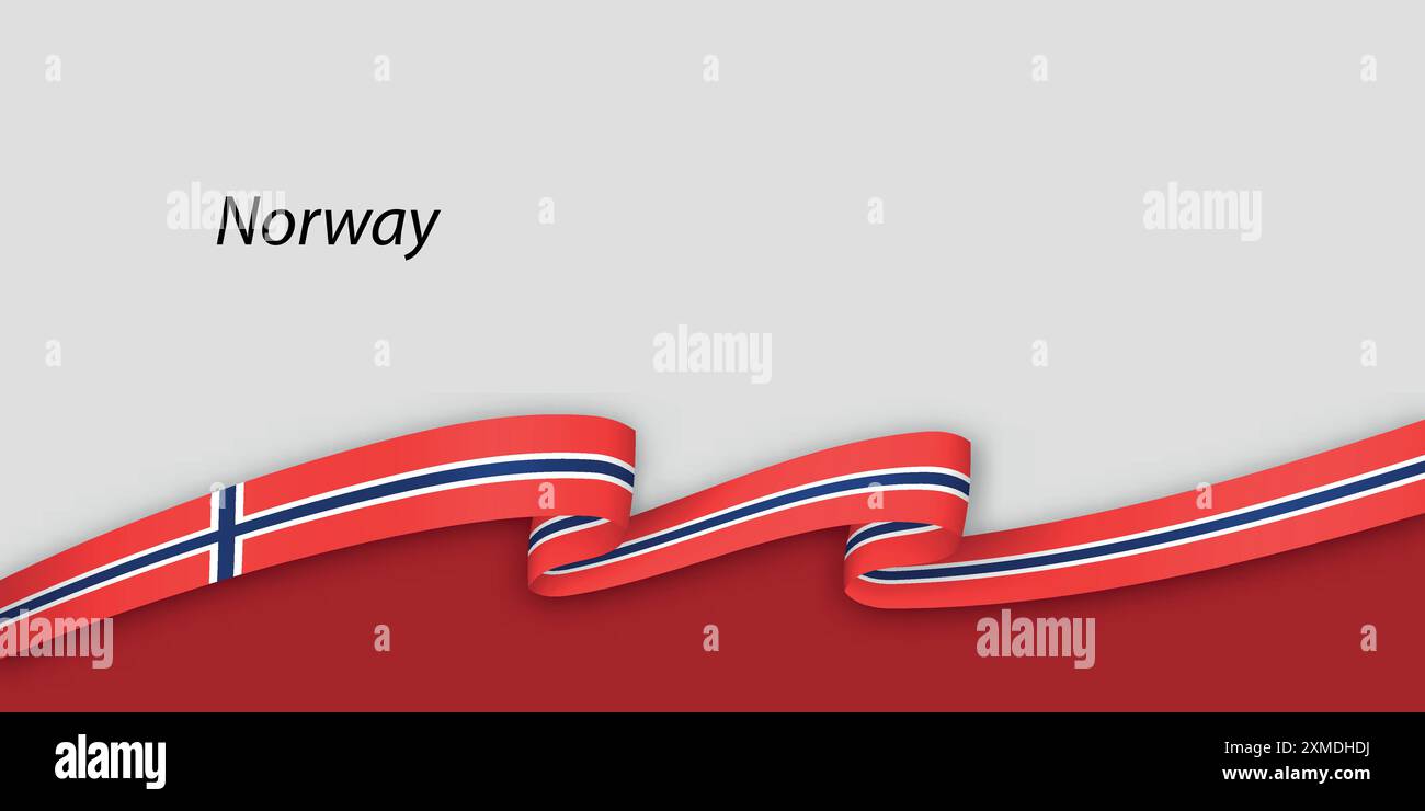 3d ribbon with national flag Norway isolated on white background with ...