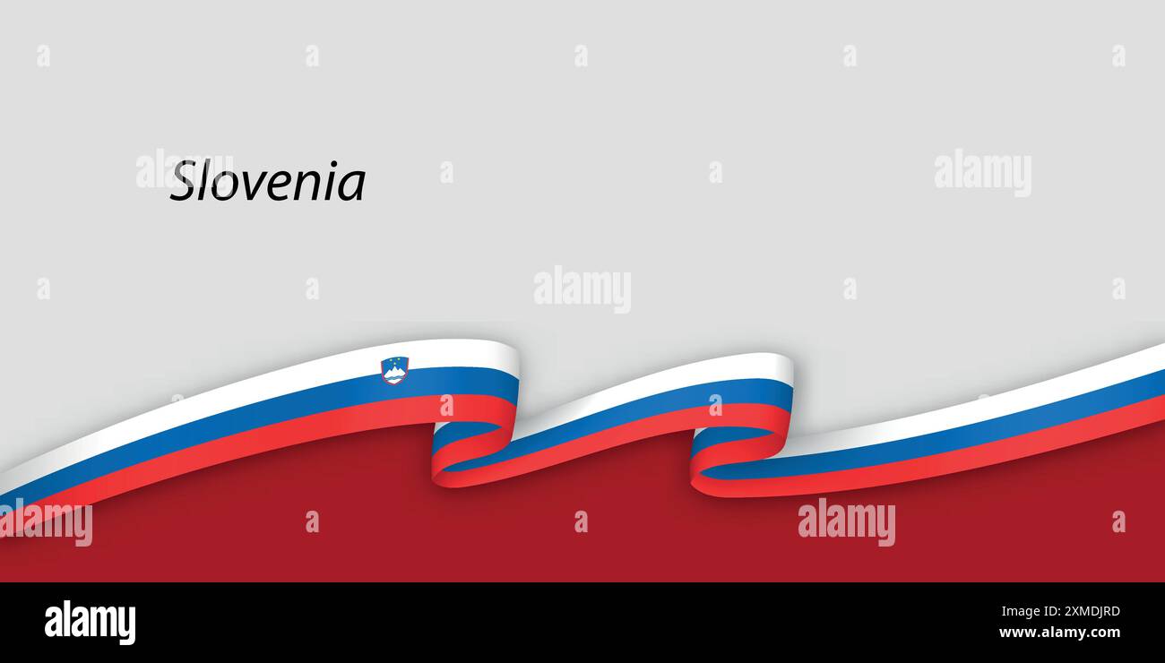 3d ribbon with national flag Slovenia isolated on white background with ...