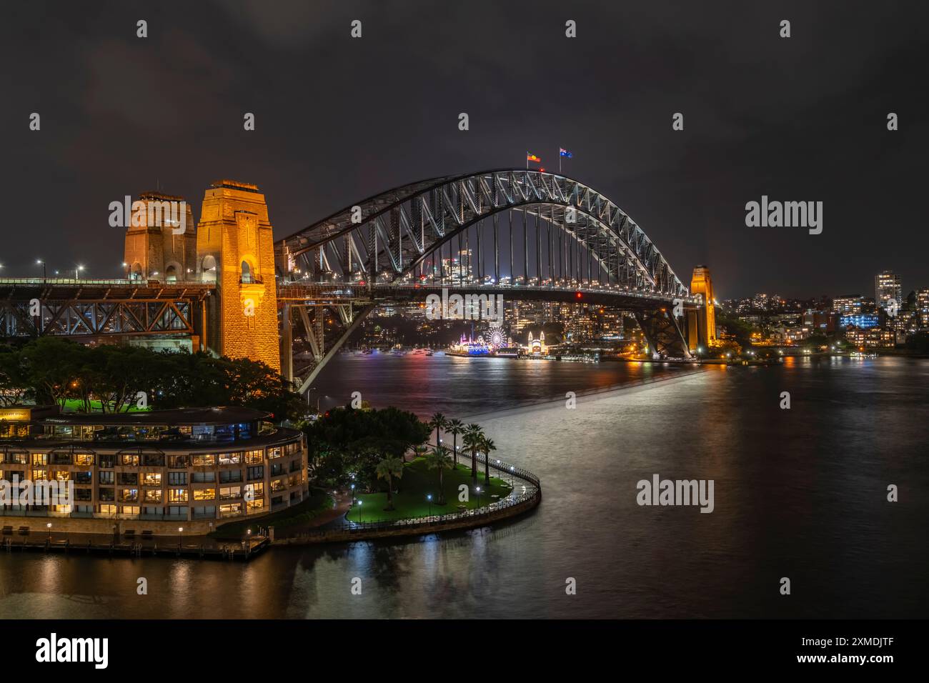 The Harbour Bridge illuminated at night in Sydney, Australia, NSW Stock ...