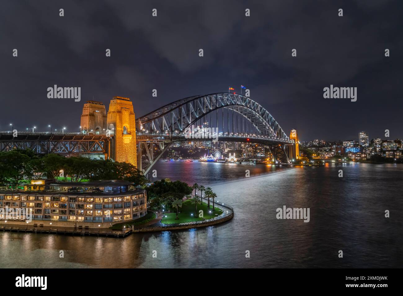 The Harbour Bridge illuminated at night in Sydney, Australia, NSW Stock ...