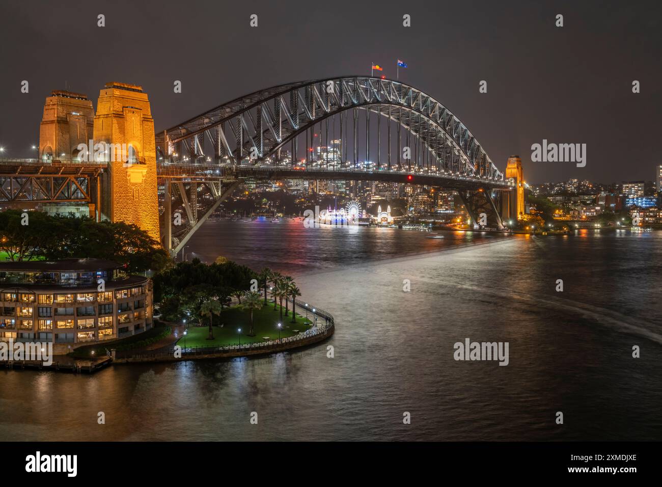 The Harbour Bridge illuminated at night in Sydney, Australia, NSW Stock ...