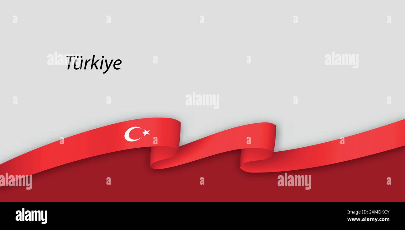 3d ribbon with national flag Turkey isolated on white background with ...