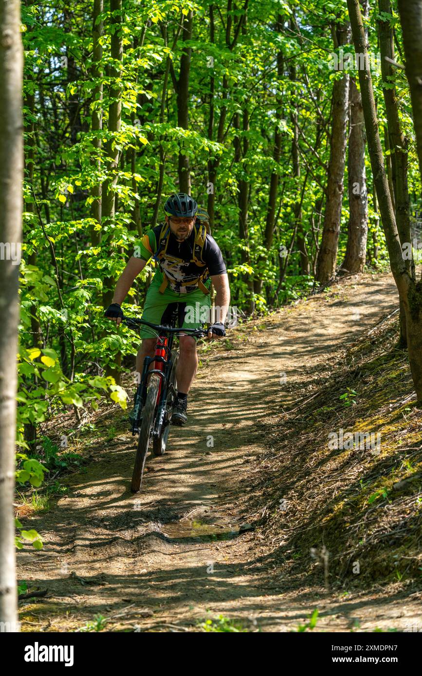 Brammentrail, mountain bike trail on the Schurenbach spoil tip, in Essen North Rhine-Westphalia, Germany Stock Photo