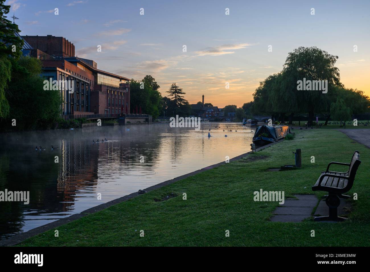 River Avon in Stratford Upon Avon at sunrise Stock Photo