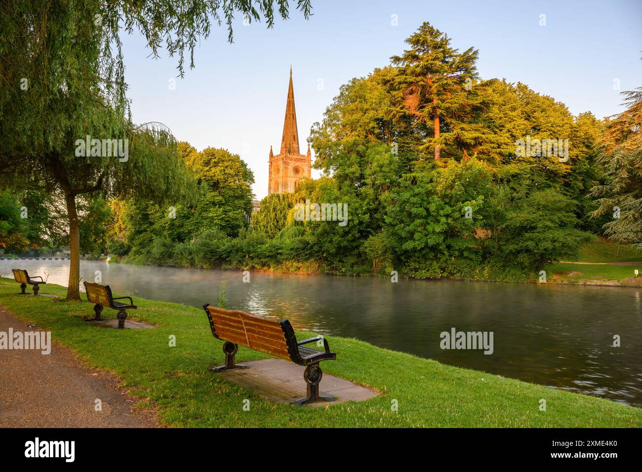 River Avon in Stratford Upon Avon at sunrise Stock Photo