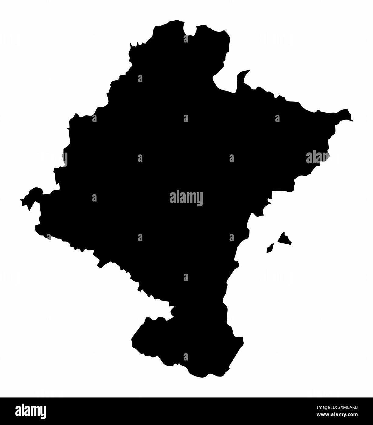 Navarre region silhouette map isolated on white background, Spain Stock ...