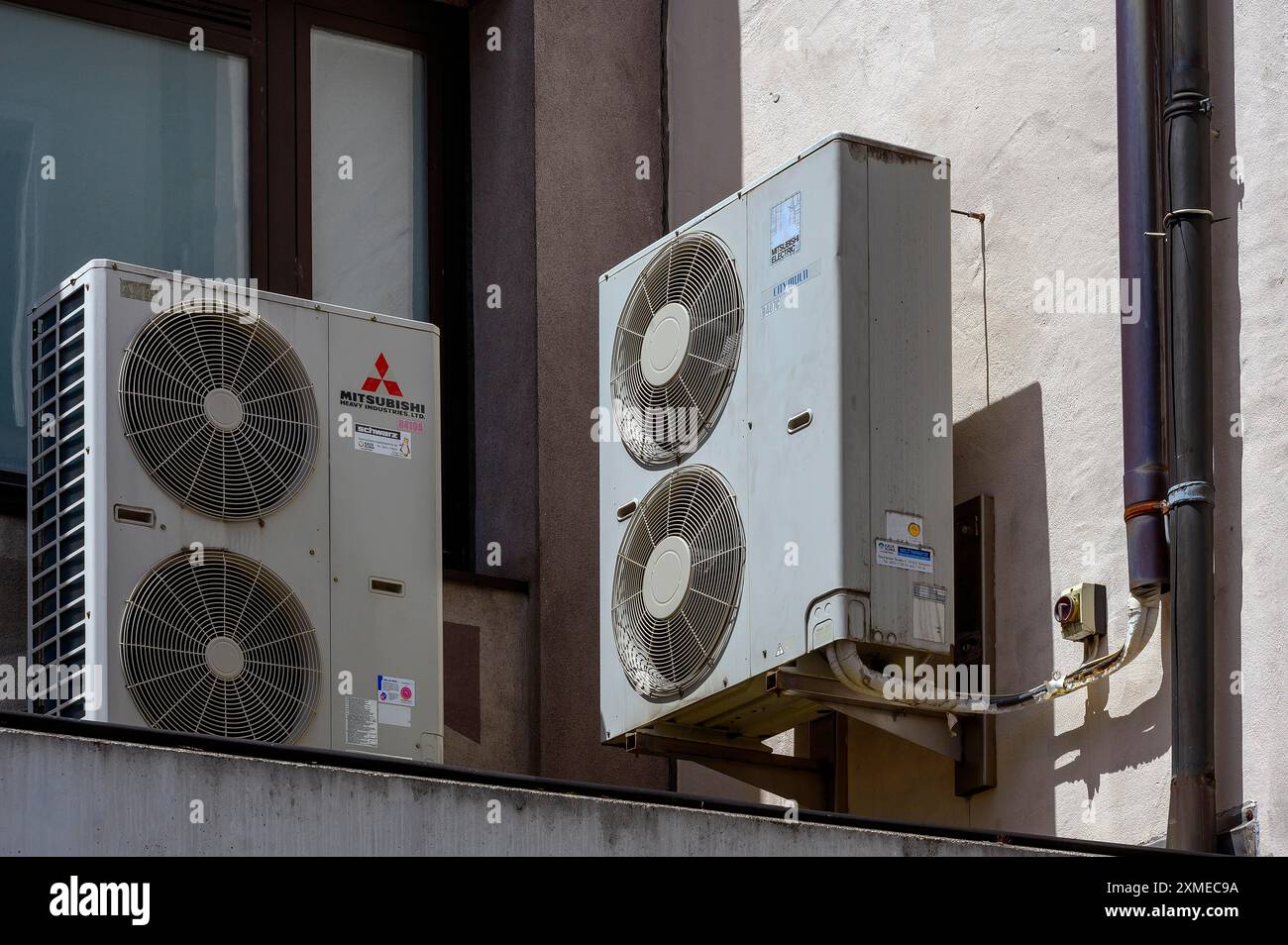 Two air conditioning units on facade, Allgaeu, Bavaria, Germany Stock ...