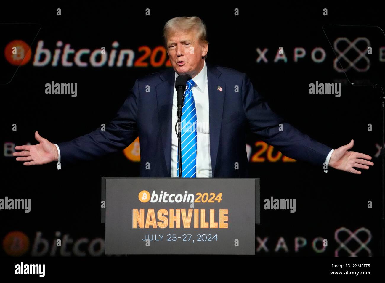 Republican presidential candidate former President Donald Trump speaks at  the Bitcoin 2024 Conference Saturday, July 27, 2024, in Nashville, Tenn.  (AP Photo/Mark Humphrey Stock Photo - Alamy