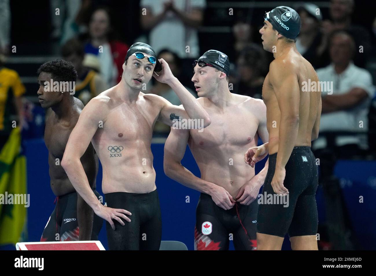 Nanterre, Fra. 27th July, 2024. Canada teammates Josh Liendo, left to ...