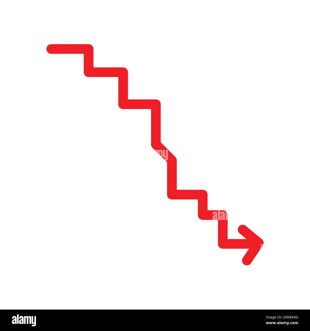 red Down arrow icon set in thin line outline style and linear vector sign Stock Vector