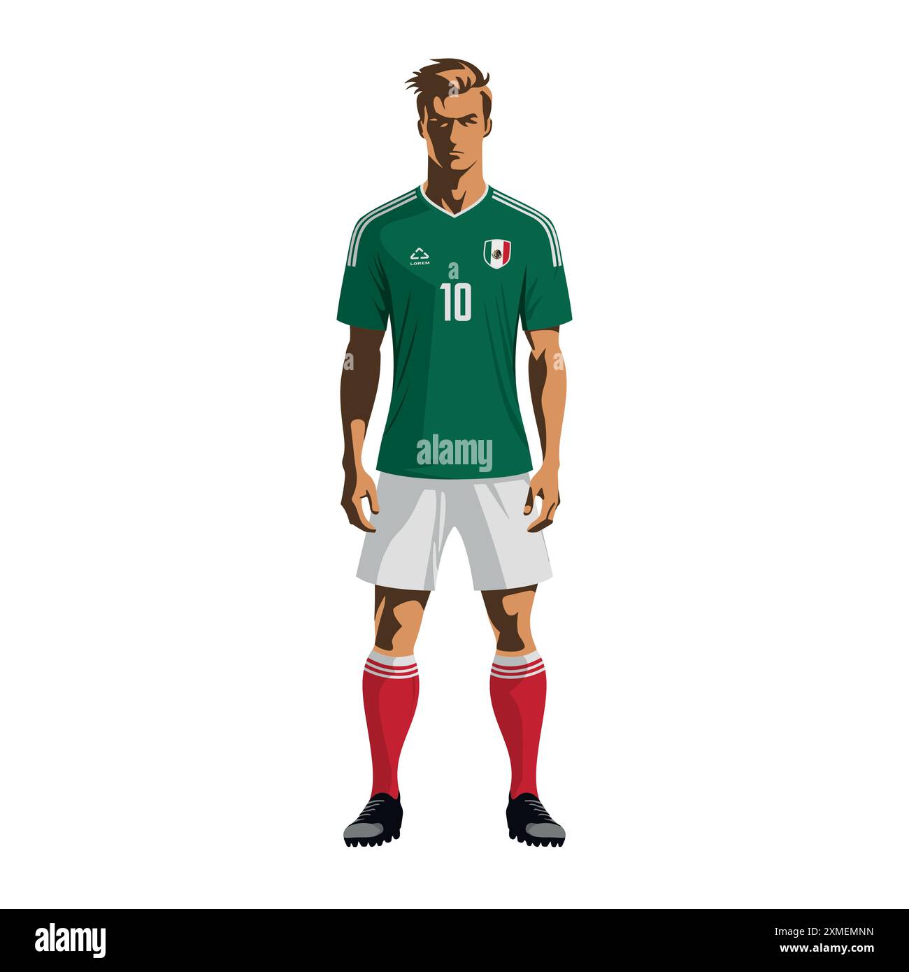 Soccer Player In Mexico Team Uniform Vector Illustration Stock Vector soccer-player-in-mexico-team-uniform-vector-illustration-stock-vector
