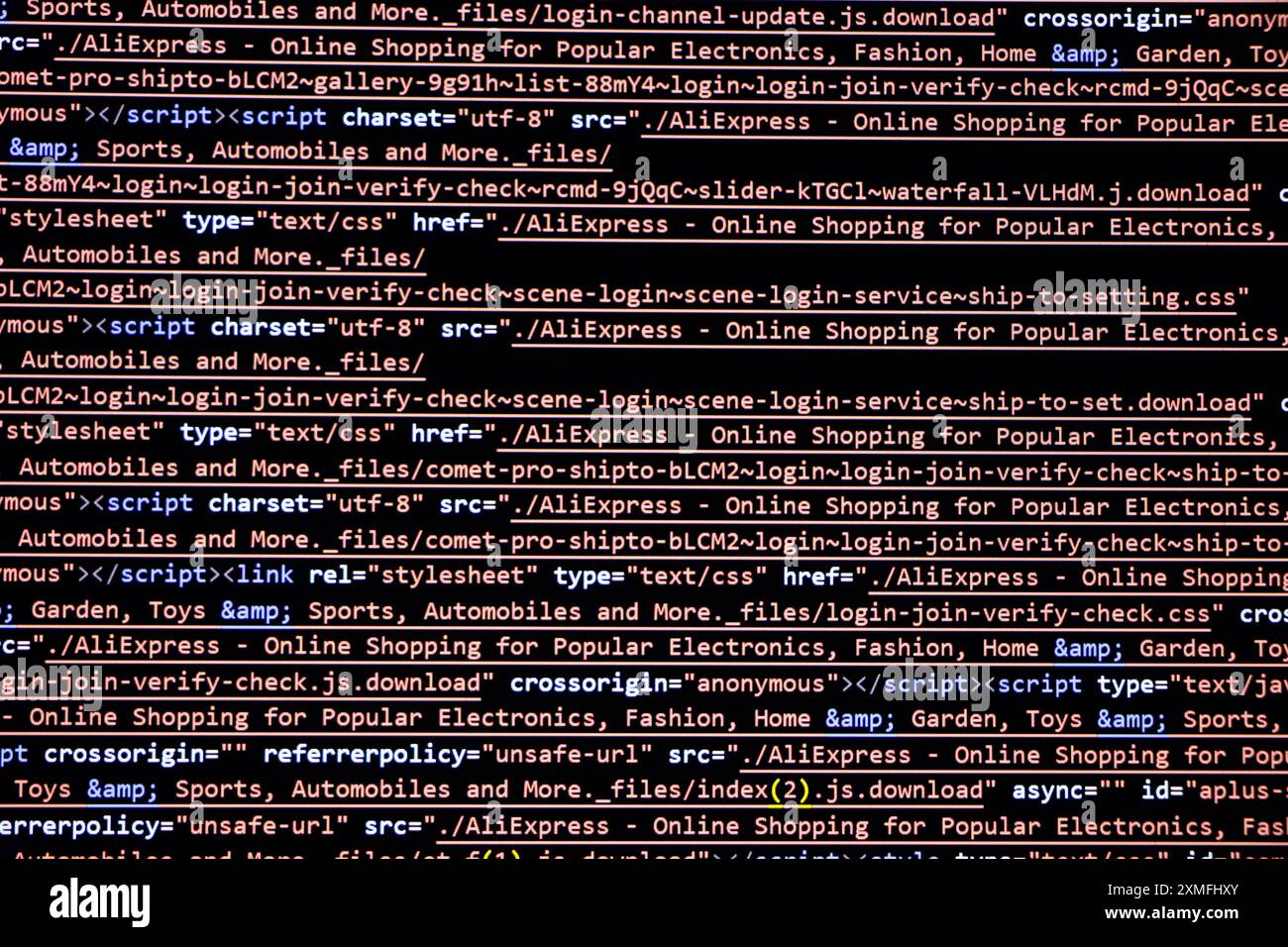 Soft listing view. Program code with display. Data optimization. Program code and visual UI/UX. Application binary code. Abstract software process. So Stock Photo