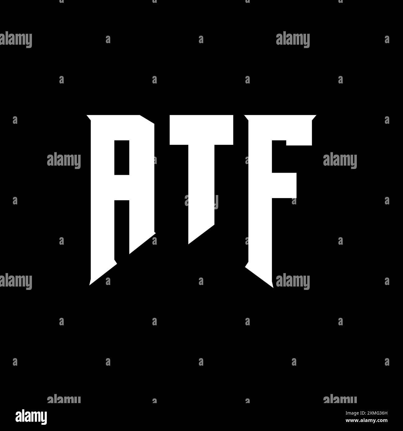 ATF letter logo design for technology company. ATF logo design black and white color combination. ATF logo, ATF vector, ATF design, ATF icon, ATF alph Stock Vector