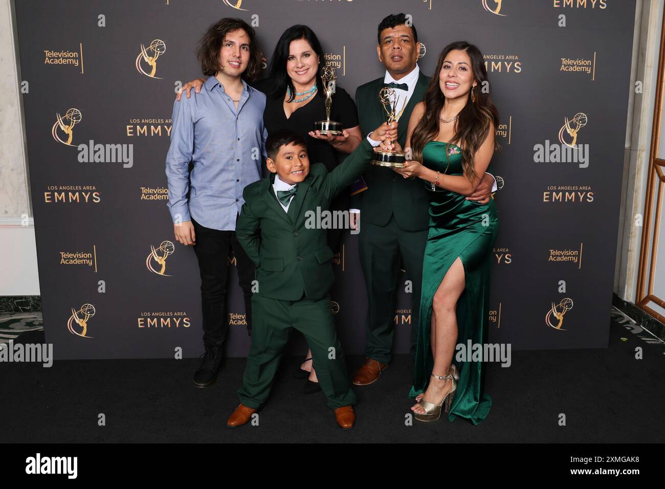Arian Cisneros, Francisco Solano, Claudia Cisneros, Javier Solano, and Rosa  Meneses attend the 76th L.A. Area Emmy Awards, Saturday, July 27, 2024 at  the Beverly Wilshire Hotel in Beverly Hills, Calif. (Photo