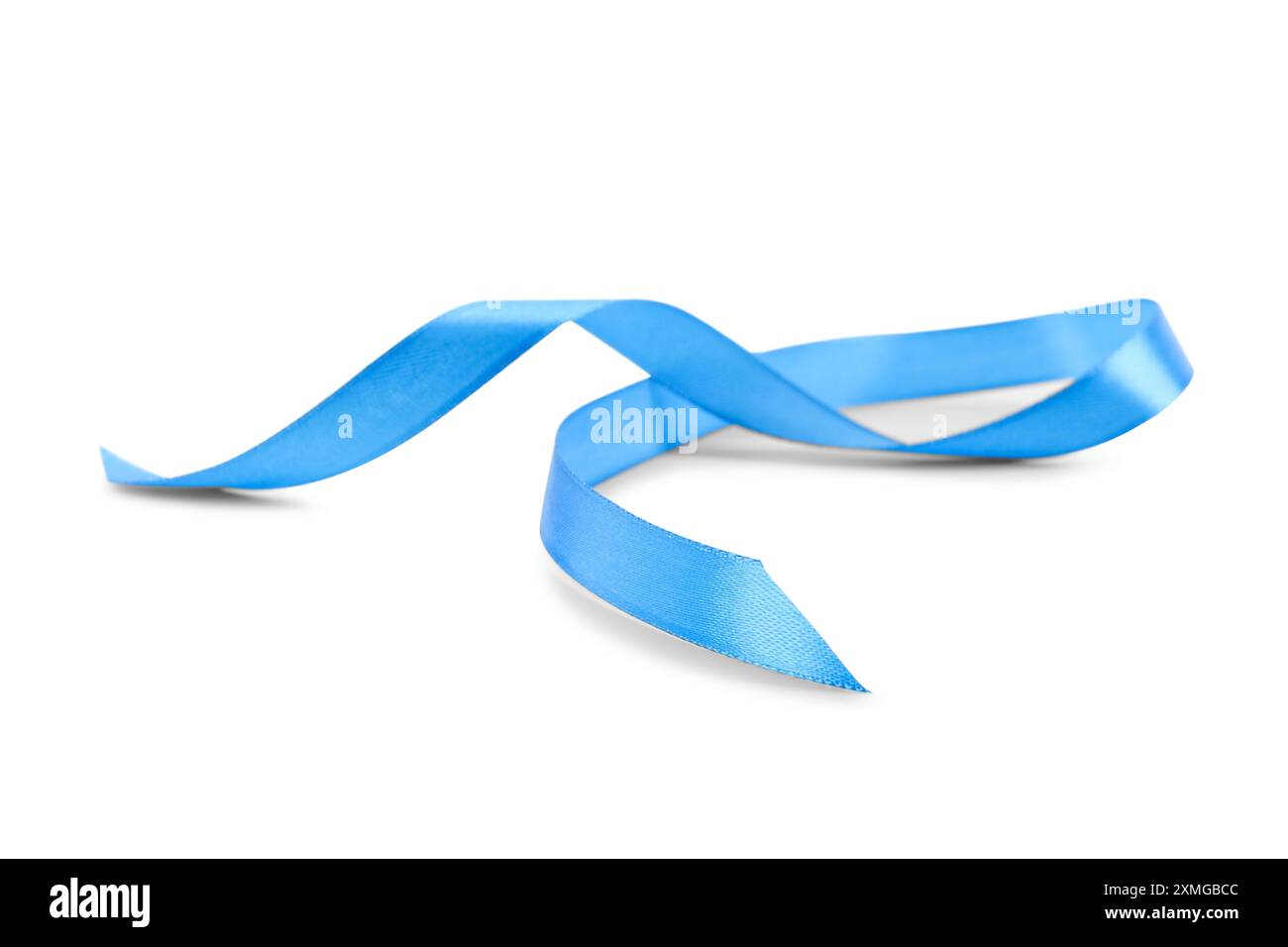 Beautiful light blue ribbon isolated on white Stock Photo - Alamy