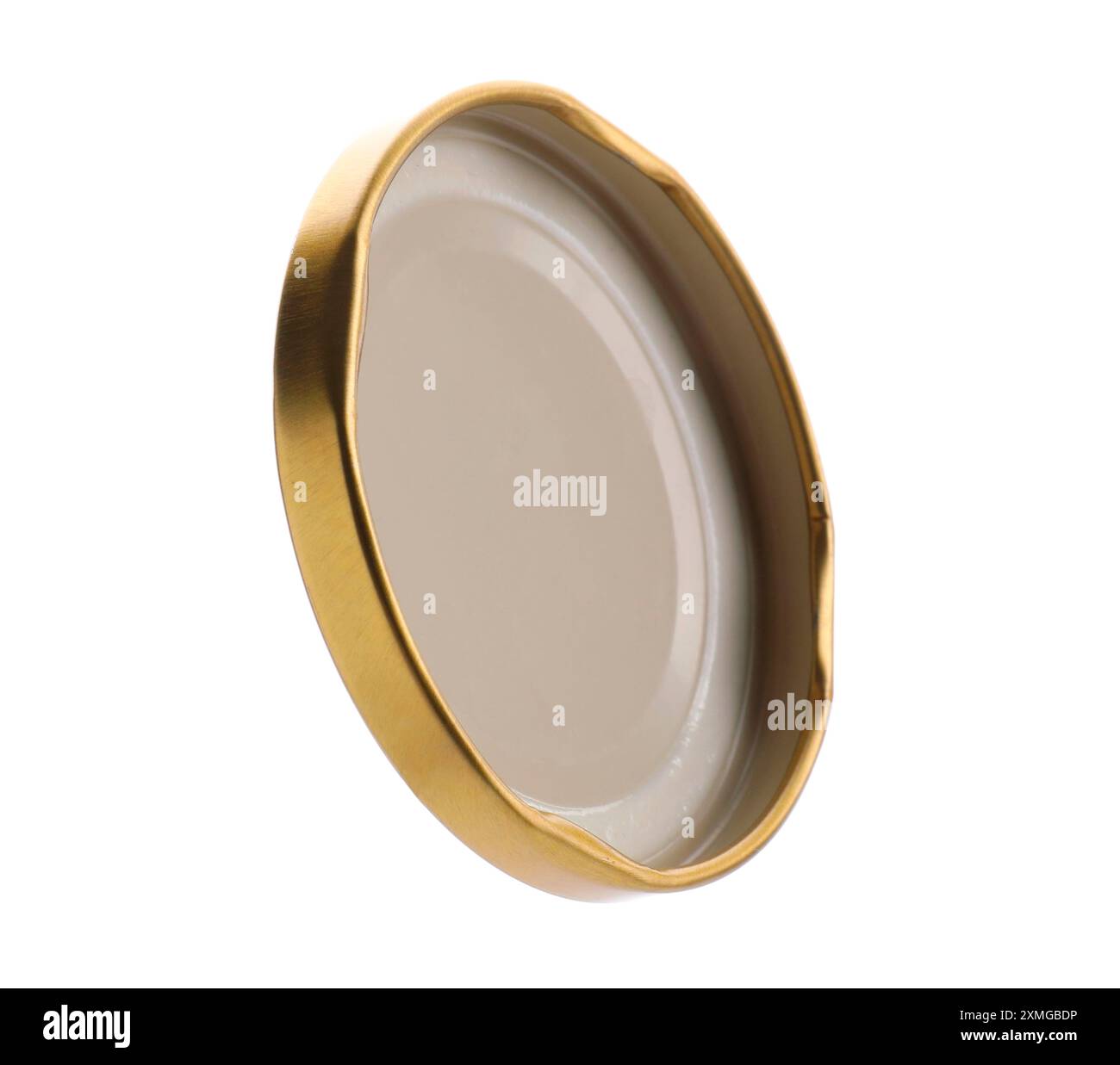 One golden jar lid isolated on white Stock Photo - Alamy
