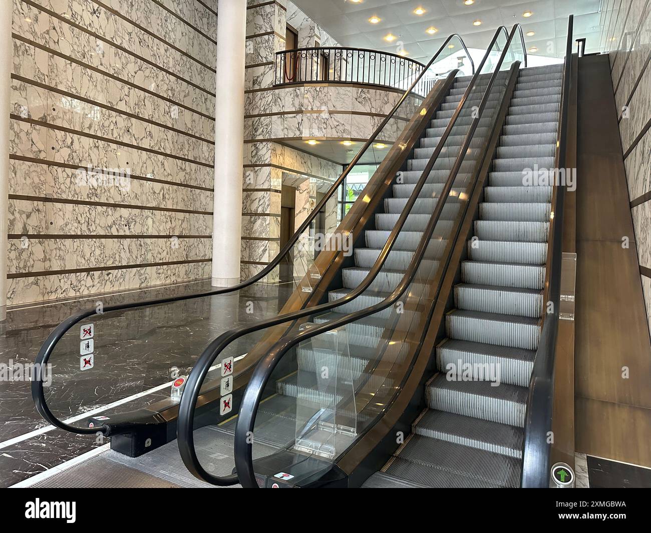 Mall Hand Rails Modern escalators with handrails in shopping mall Stock Photo - Alamy
