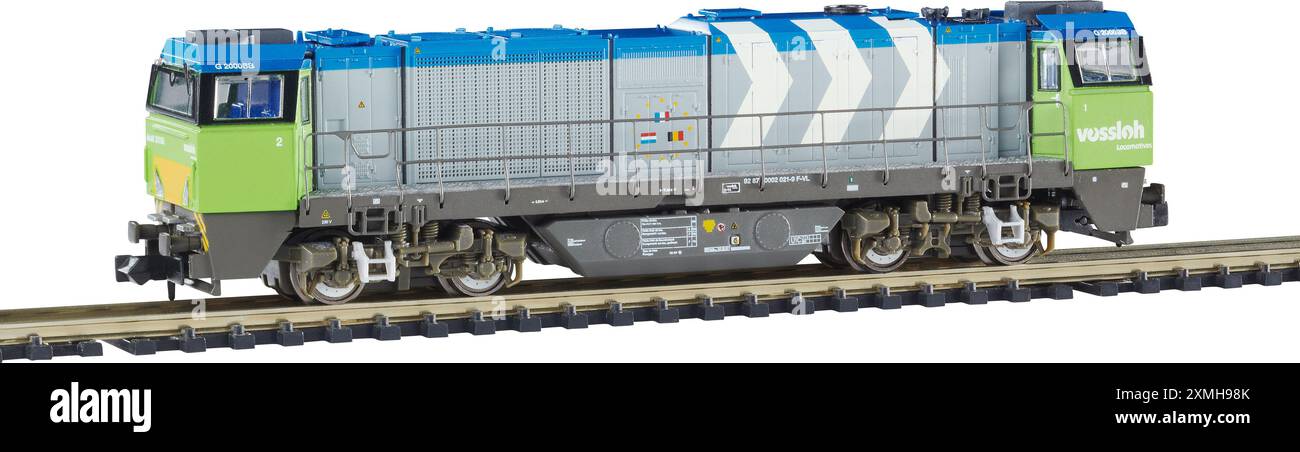 Diesel locomotive engine and tracks model railway cut out still life ...