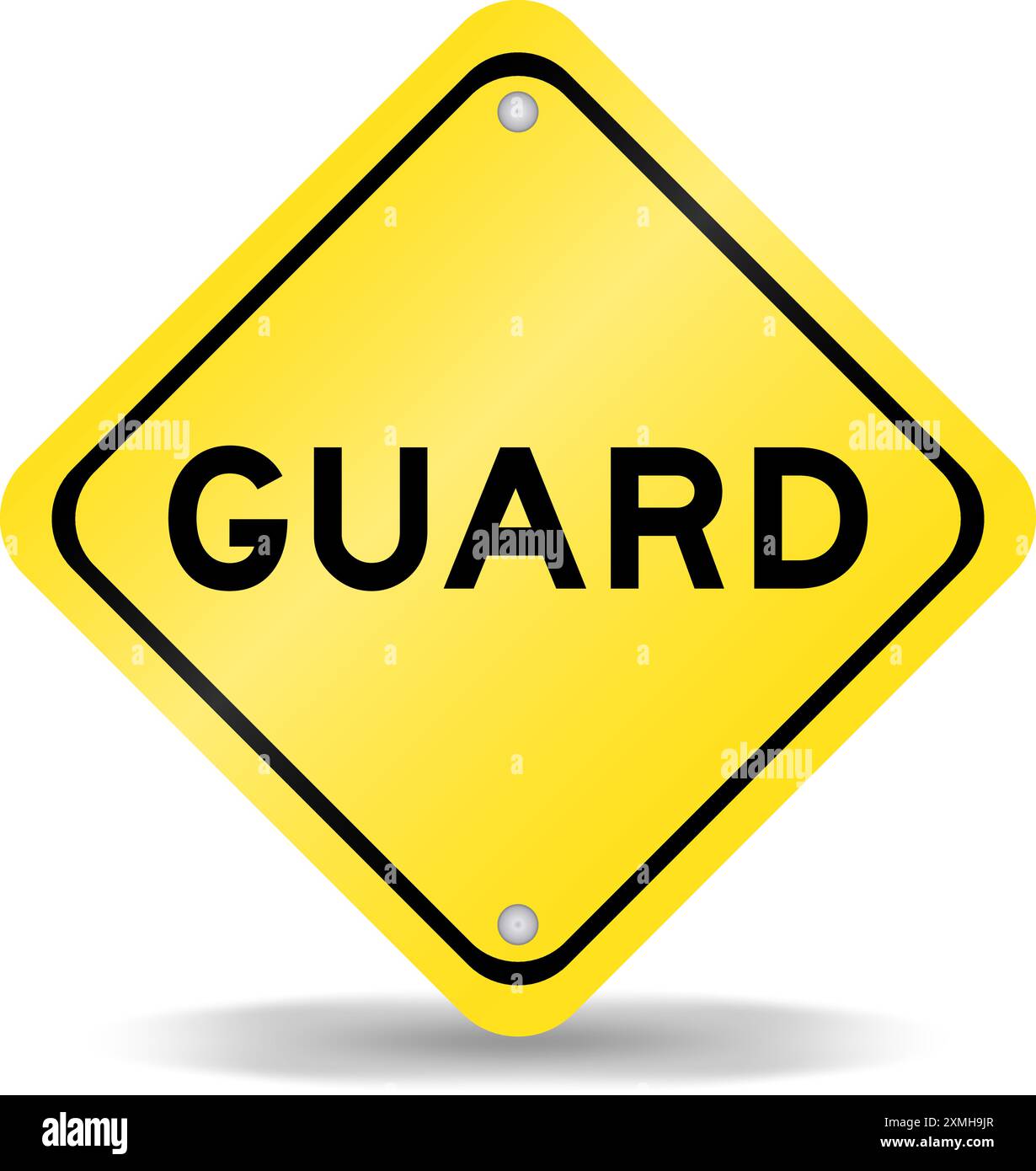 Yellow color transportation sign with word guard on white background Stock Vector