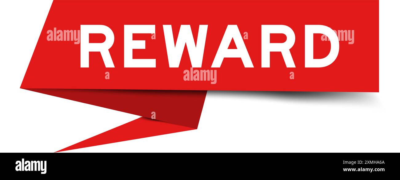 Red color speech banner with word reward on white background Stock ...