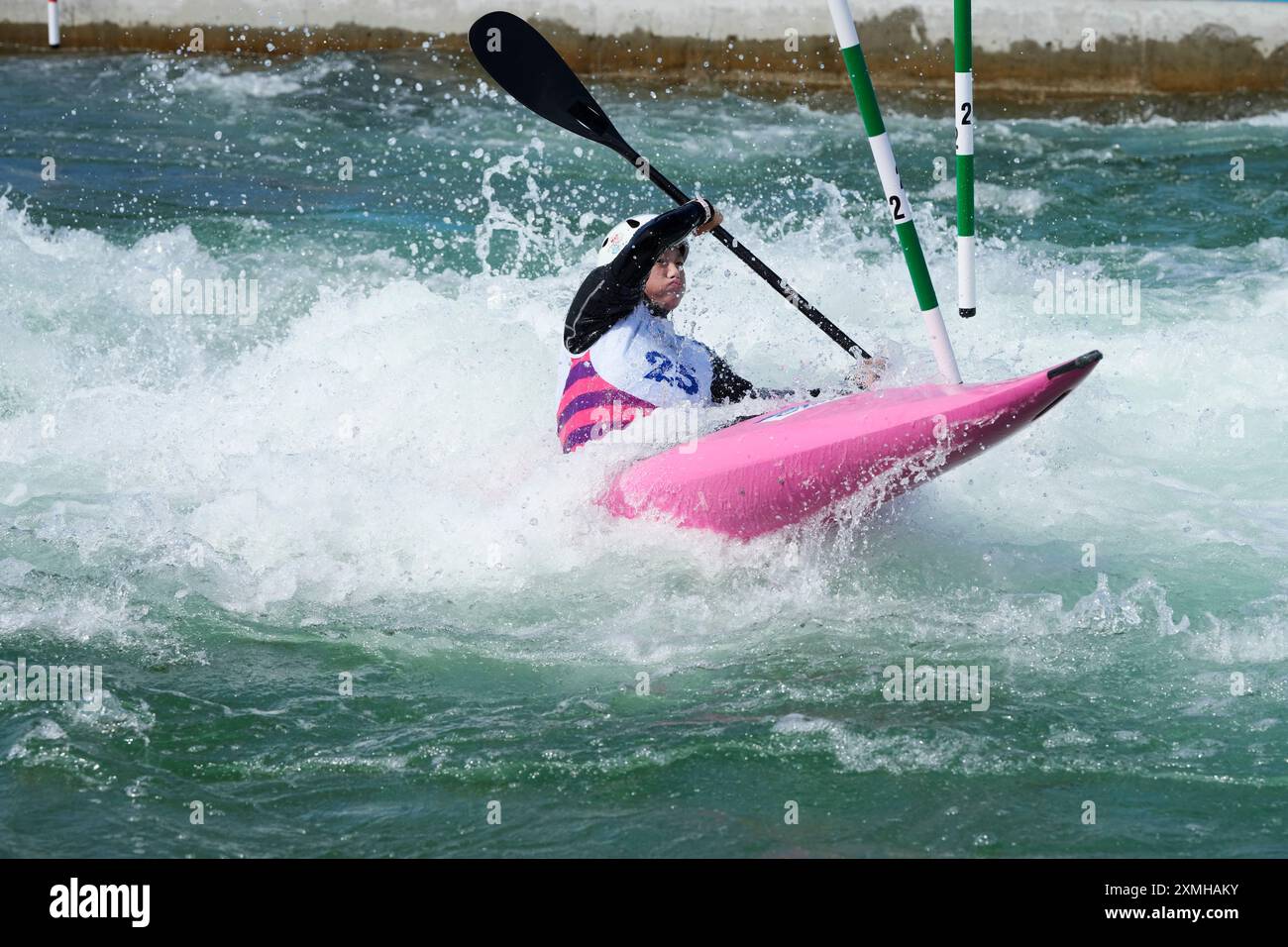 Li Shiting of China competes in the women's kayak single finals during ...