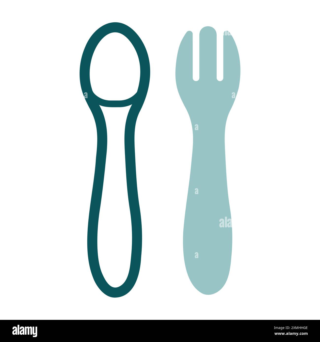 Spoon and fork for baby isolated vector icon. Graph symbol for children ...