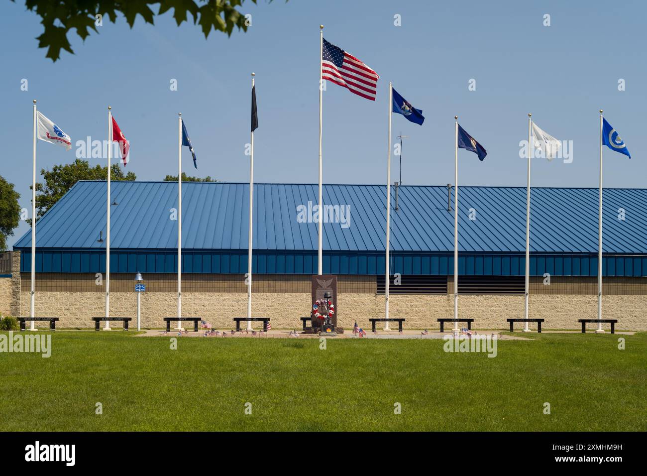 Veterans memorial in Veterans Waterfront Park in Port Austin Michigan USA Stock Photo