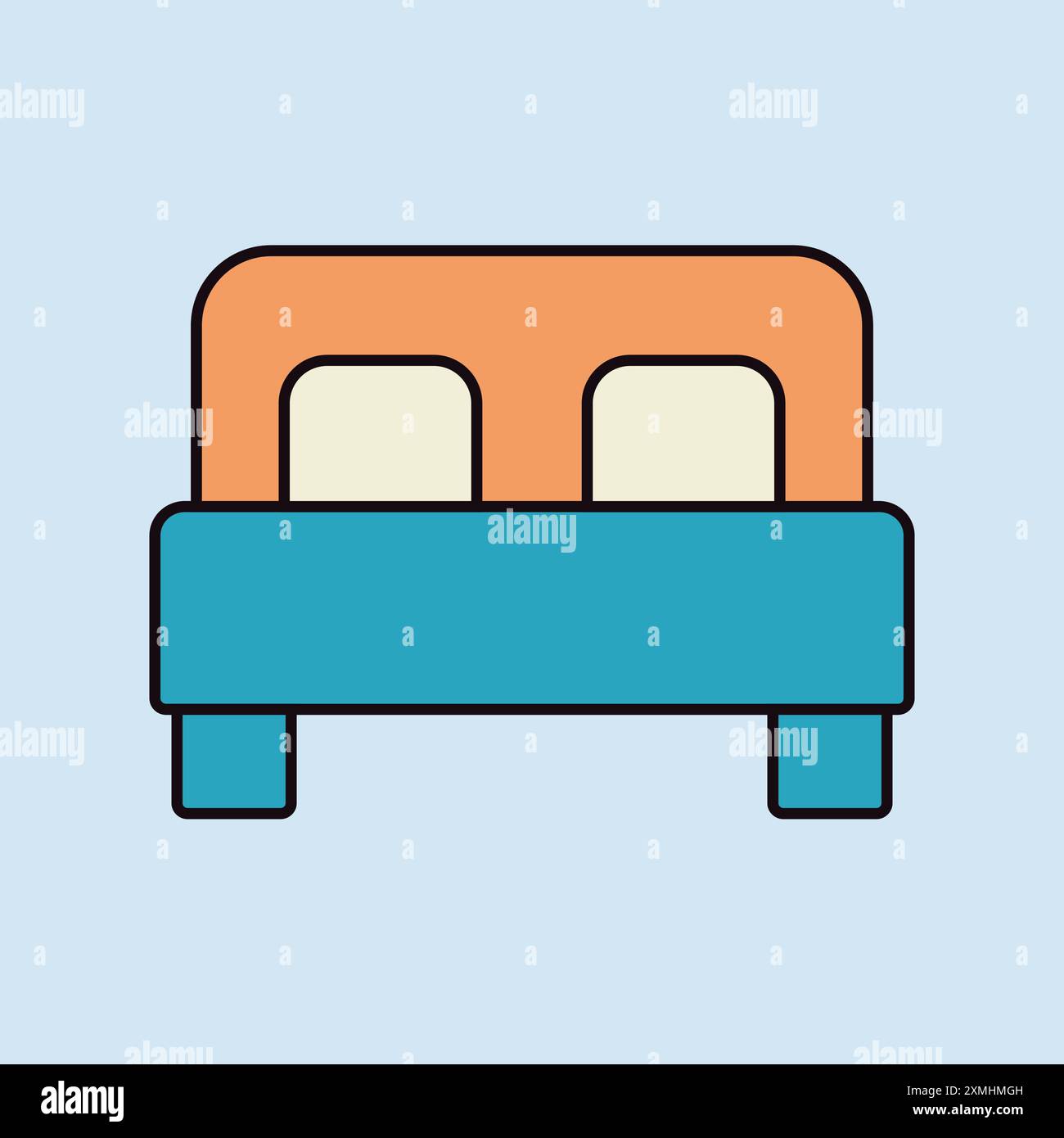 Double bed flat vector isolated icon. Graph symbol for travel and ...