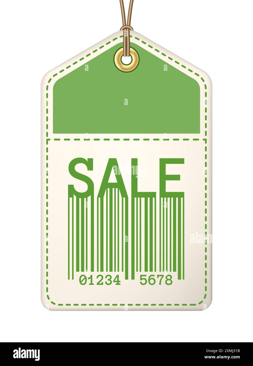 Sale tag with barcode on a string vector illustration Stock Vector