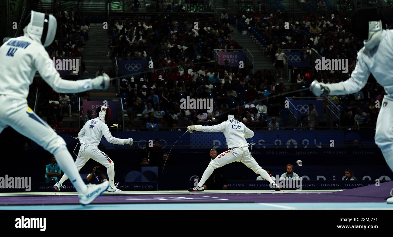 Paris, France. 28th July, 2024. Wang Zijie (2nd R) of China competes ...