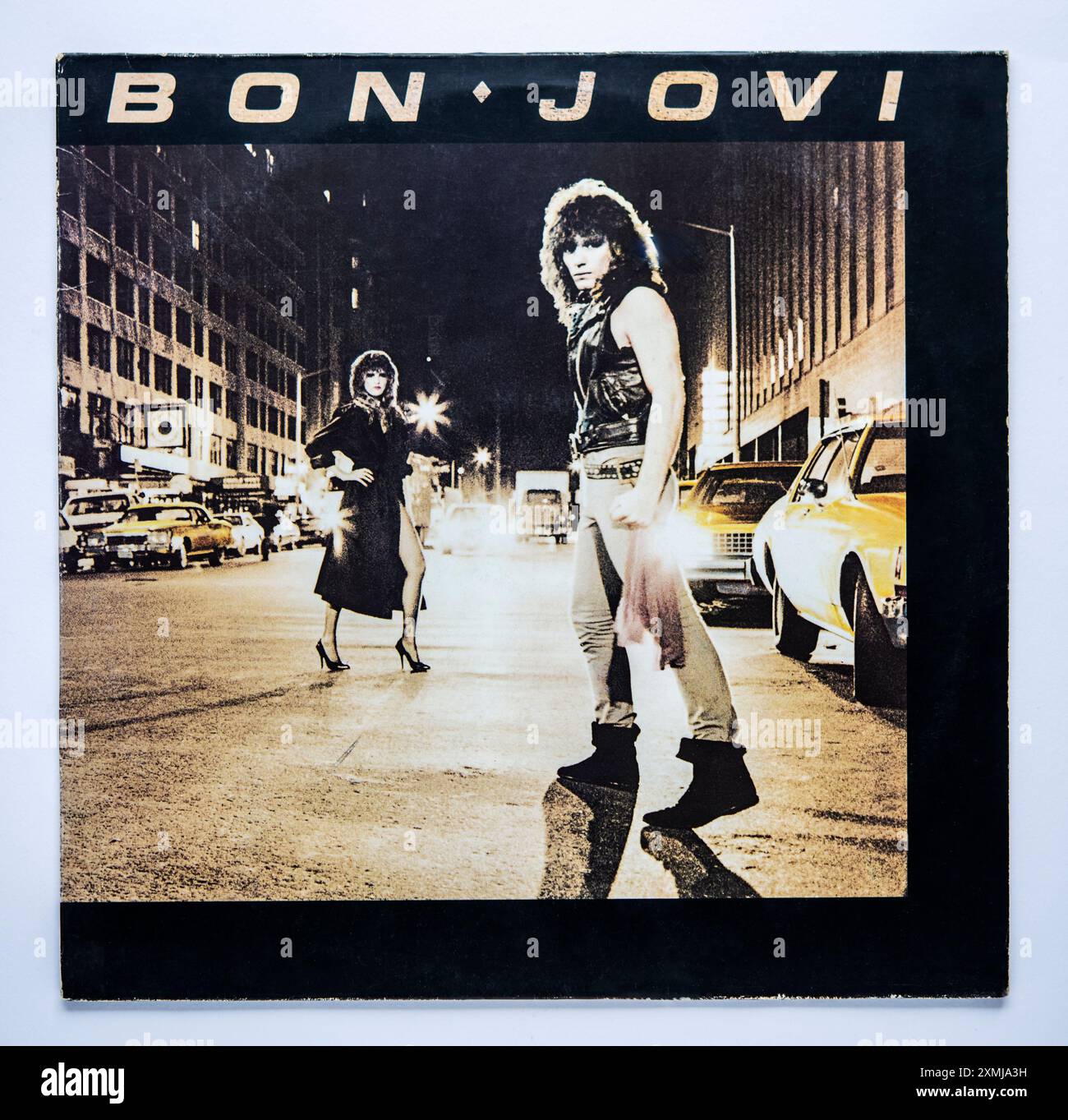 LP cover of the selftitled debut album by Bon Jovi,