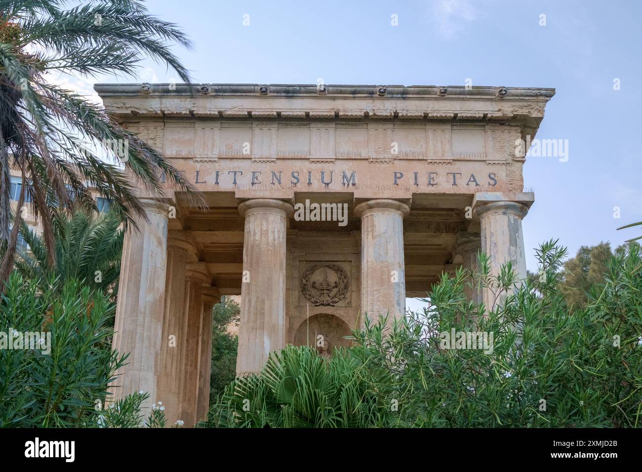 War Memorial commemorating Maltese contributions to the Allies in WWII, at Valletta, Malta. Stock Photo