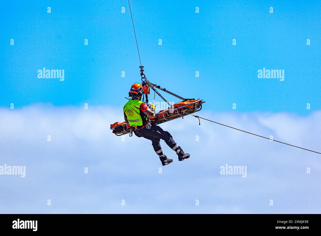 Canarian GES (Emergency and Rescue Team) performing an air rescue Stock Photo