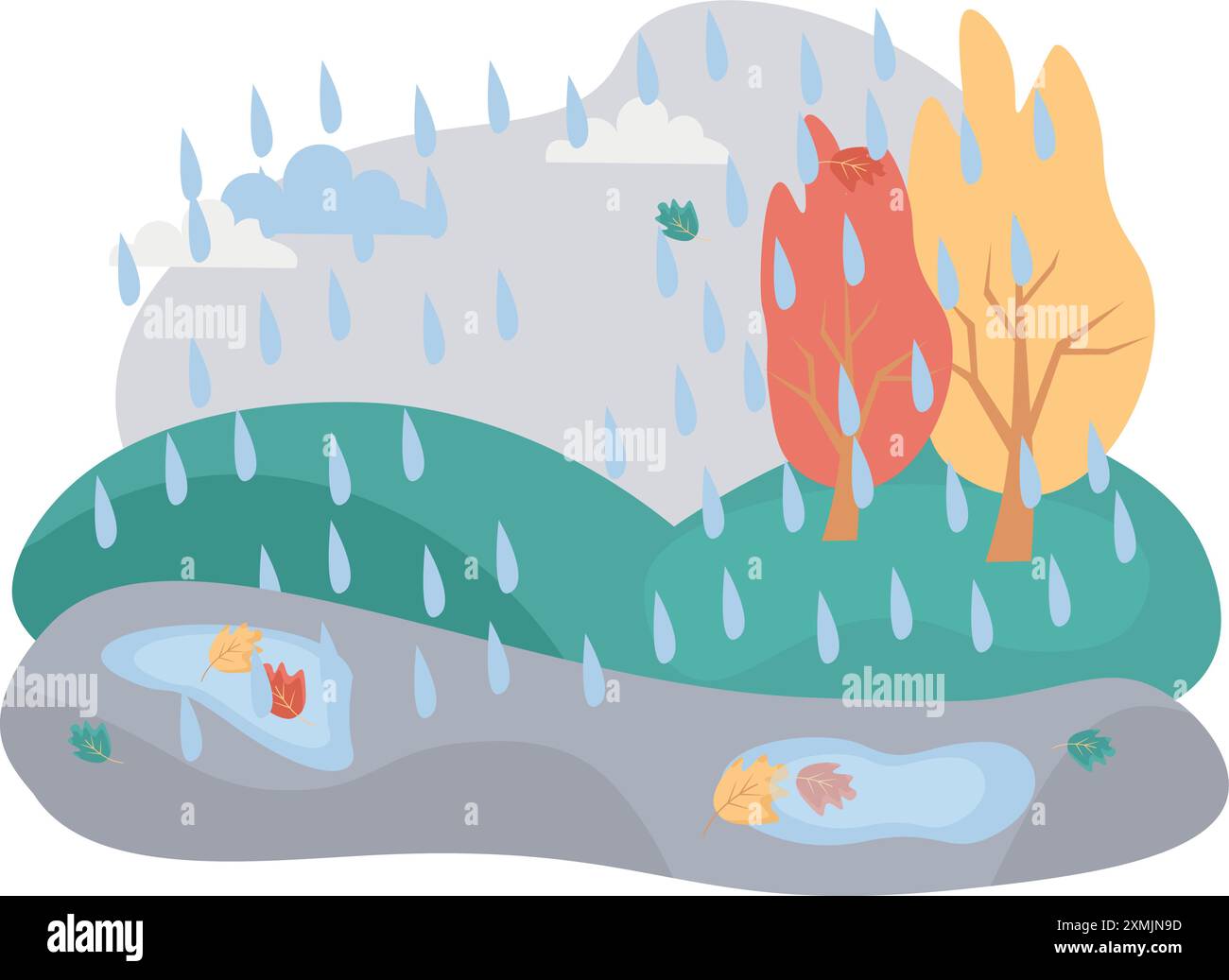 Rainy Weather Scene Stock Vector