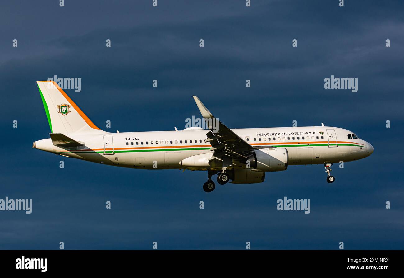 Zurich, Switzerland, 14th Jun 2024: The Ivory Coast government plane brings the delegation of the South African state to the Ukraine peace conference. Stock Photo