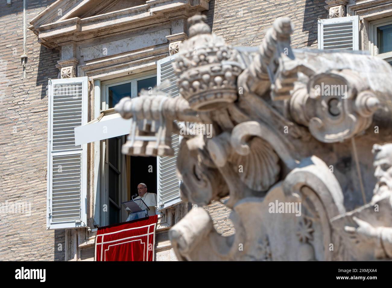 Vatican, Vatican. 28th July, 2024. Pope Francis delivers his speech ...