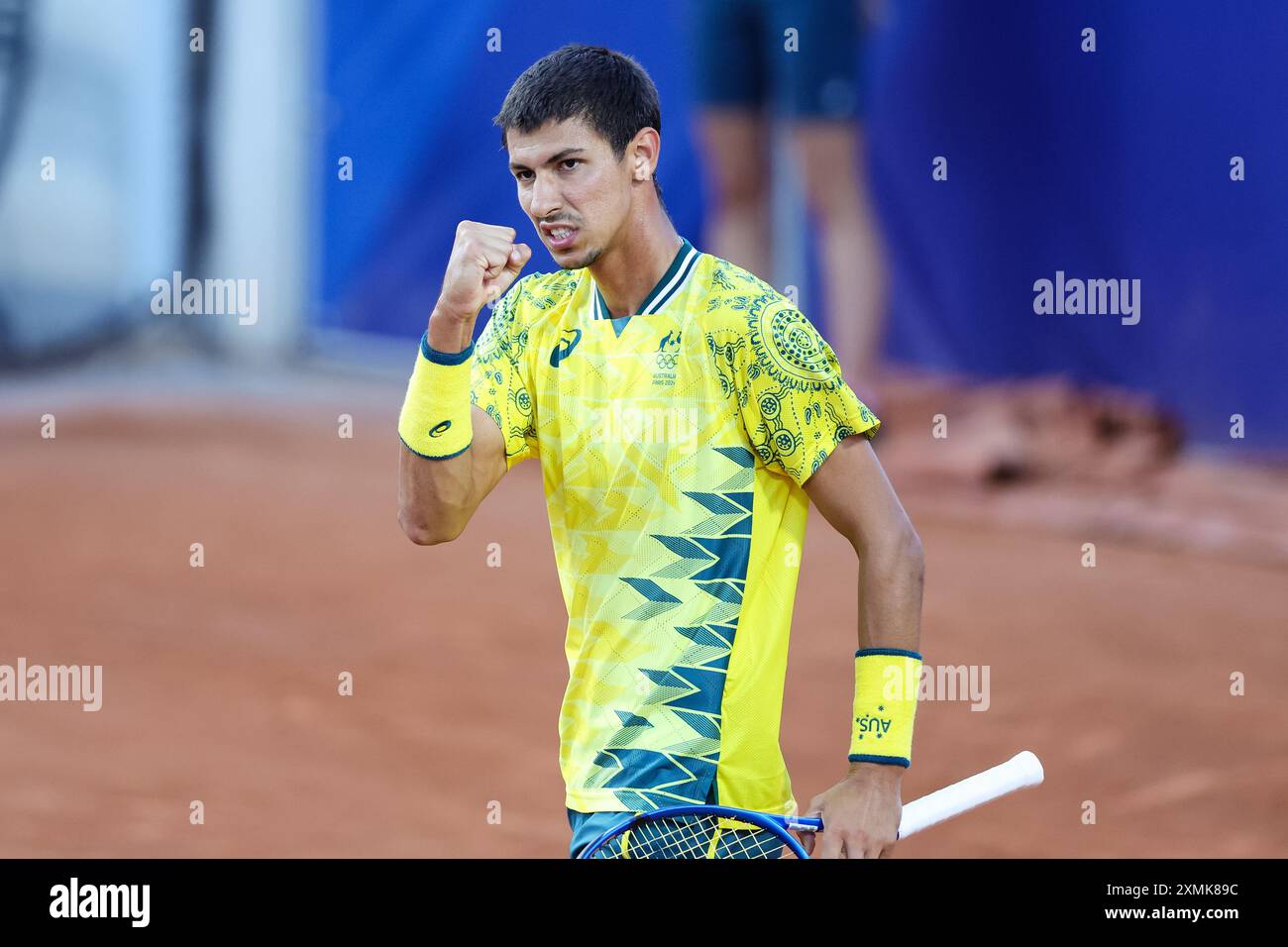 Paris France 28 July 2024 Alexei Popyrin Of Australia Reacts At The 