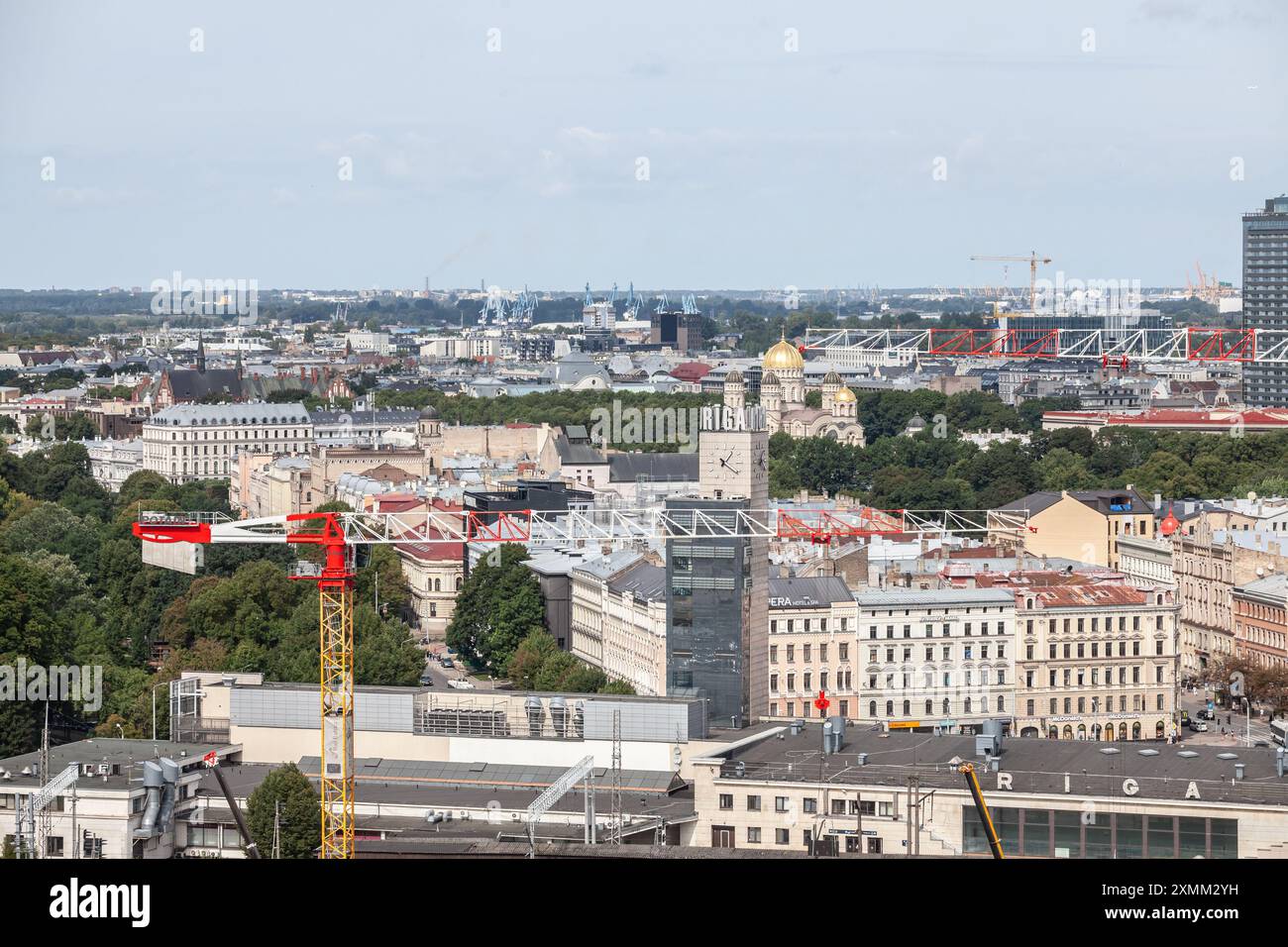 This image offers an aerial panorama of Riga city center, Latvia ...