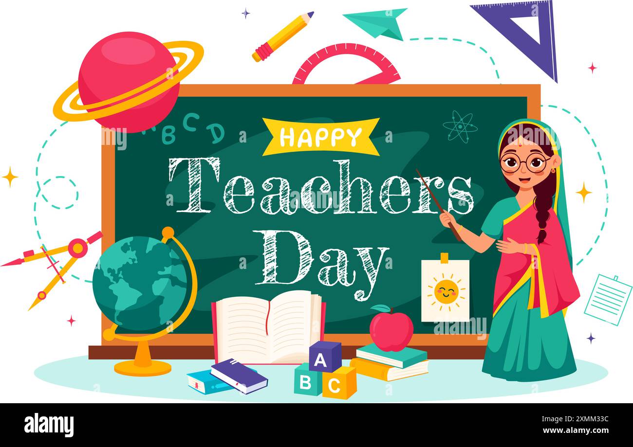 Happy Teachers Day in India Vector Illustration featuring Teacher ...