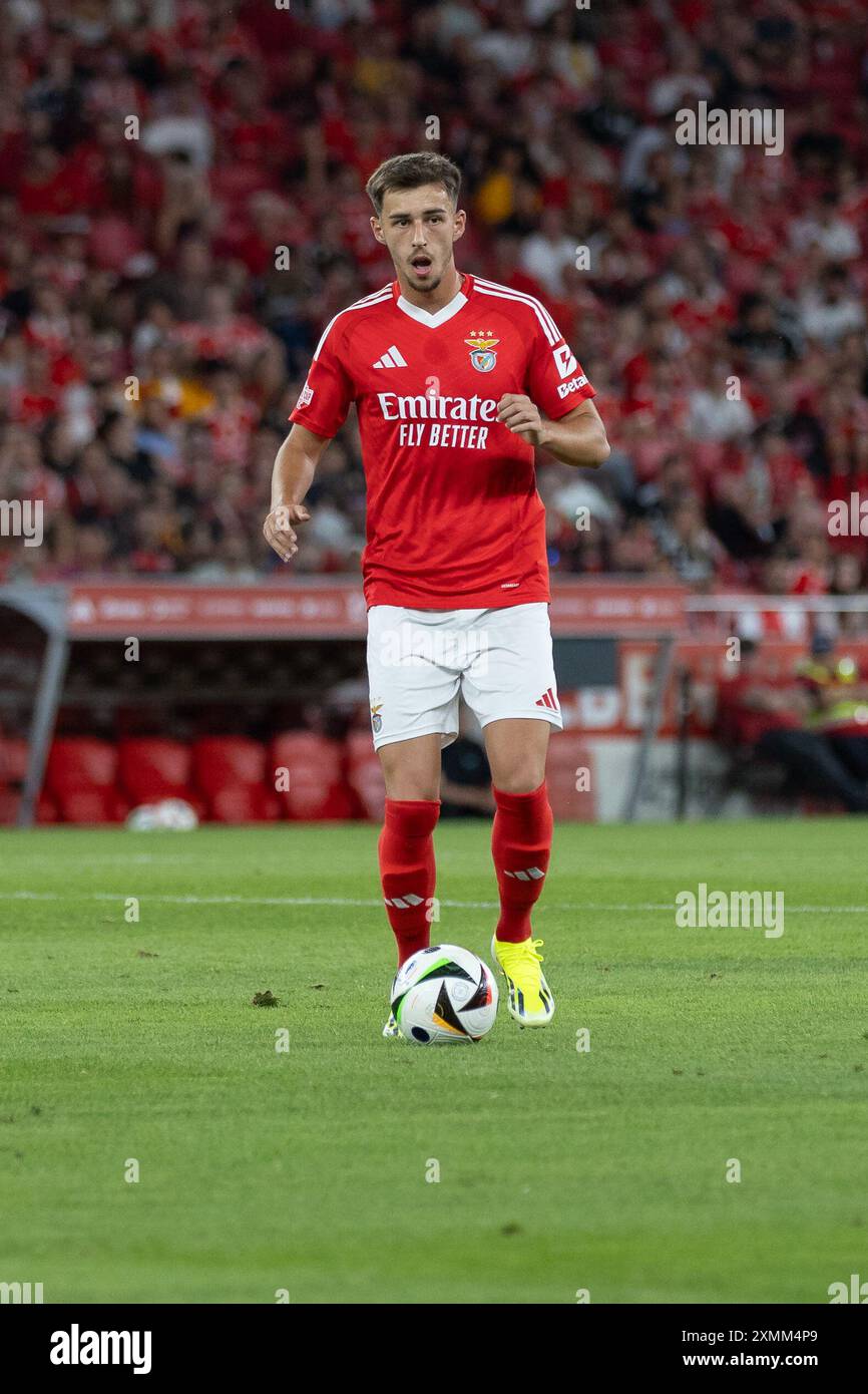 Lisbon, Portugal. 28th July, 2024. July 28, 2024. Lisbon, Portugal. Benfica's defender from Albania Adrian Bajrami (81) in action during the friendly game between SL Benfica vs Feyenoord Credit: Alexandre de Sousa/Alamy Live News Stock Photo