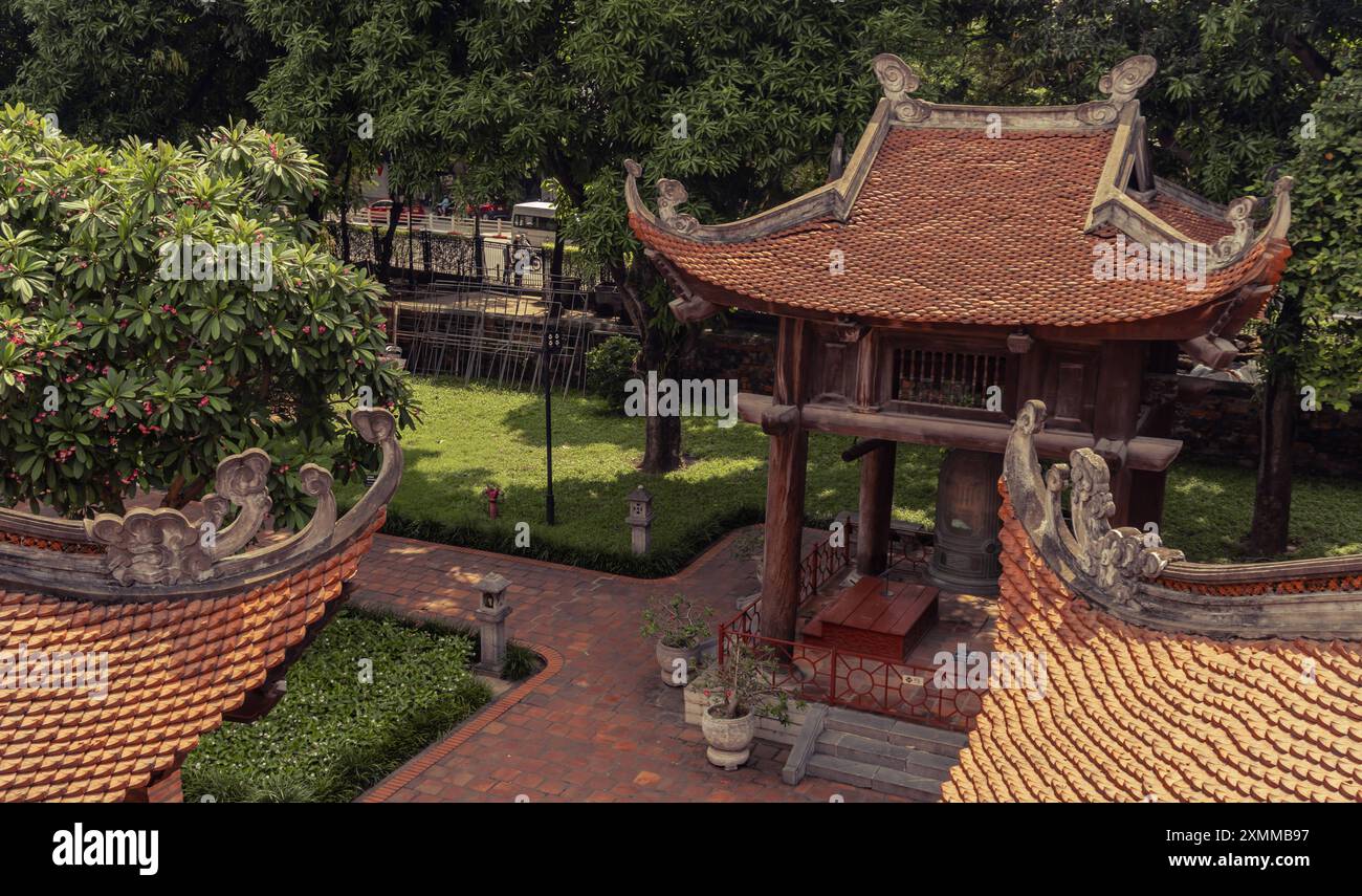 Culture Travel Vietnam Attractions in Hanoi Landscape in the Temple of Literature in Hanoi Vietnam Stock Photo