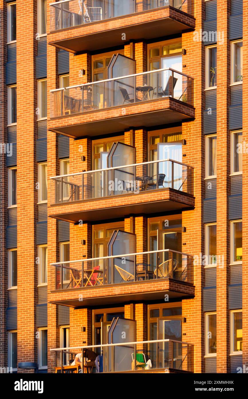 Balconies in apartment residential building Stock Photo - Alamy