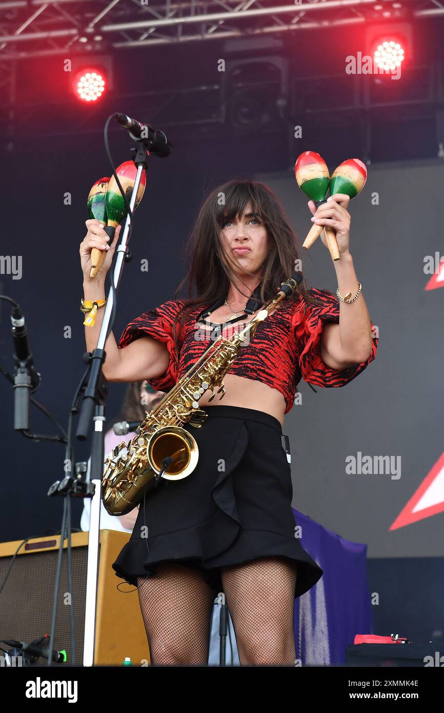 UK. 28th July, 2024. LONDON, ENGLAND - JULY 28: Abi Harding of ‘The Zutons' performing at Uptown Festival, Blackheath Common on July 28, 2024 in London, England.CAP/MAR © MAR/Capital Pictures Credit: Capital Pictures/Alamy Live News Stock Photo