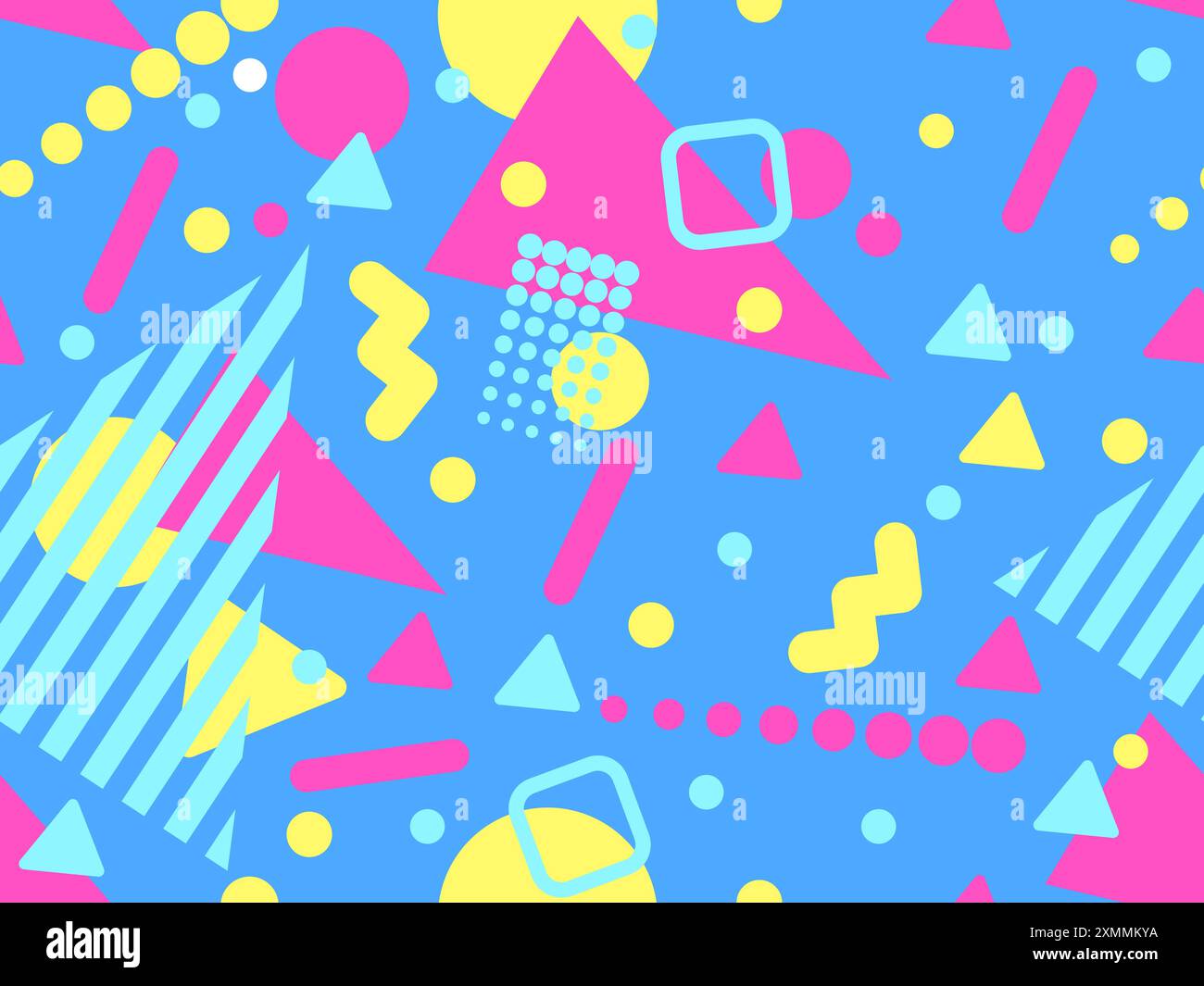 Geometric seamless pattern with memphis elements in 80s style. Colorful geometric pattern. Design of promotional products, wrapping paper and printing Stock Vector