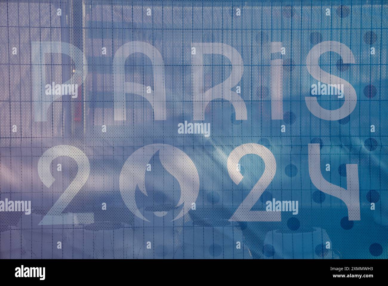Signage, logos and symbols of the Paris 2024 Olympic Games. Bordeaux Olympic Stadium, Bordeaux