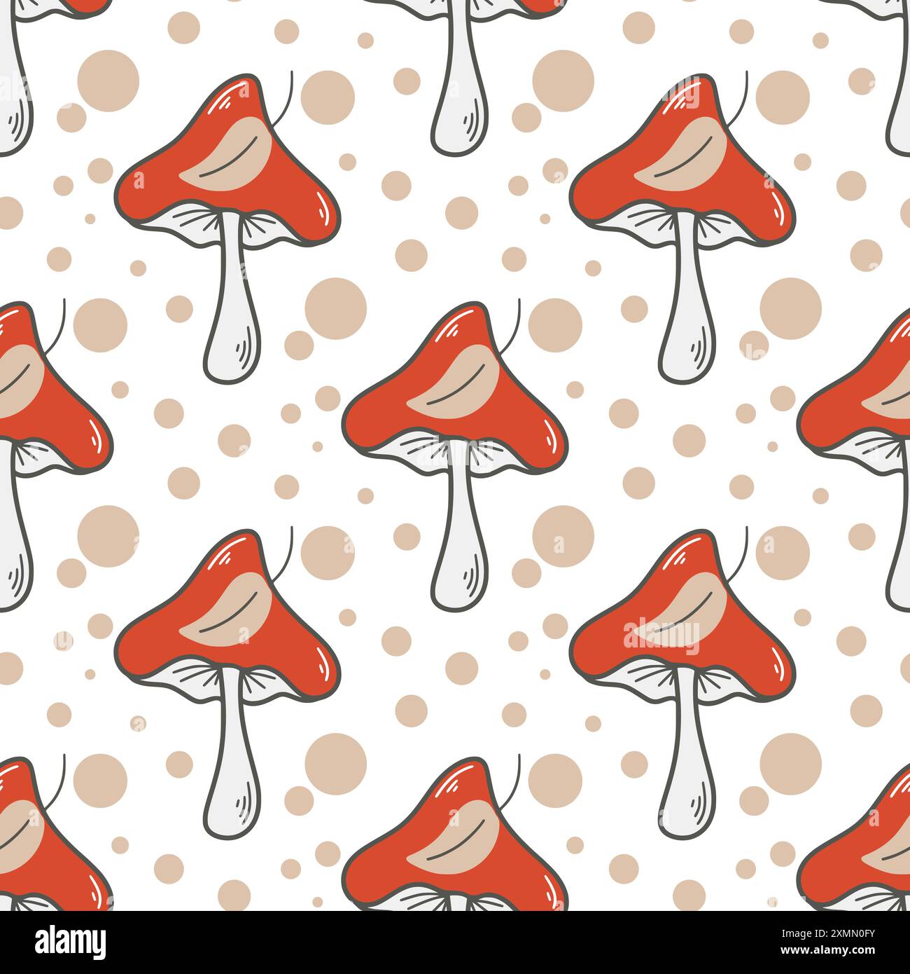 Autumn seamless pattern with fly agaric and foliage. Mushroom ...