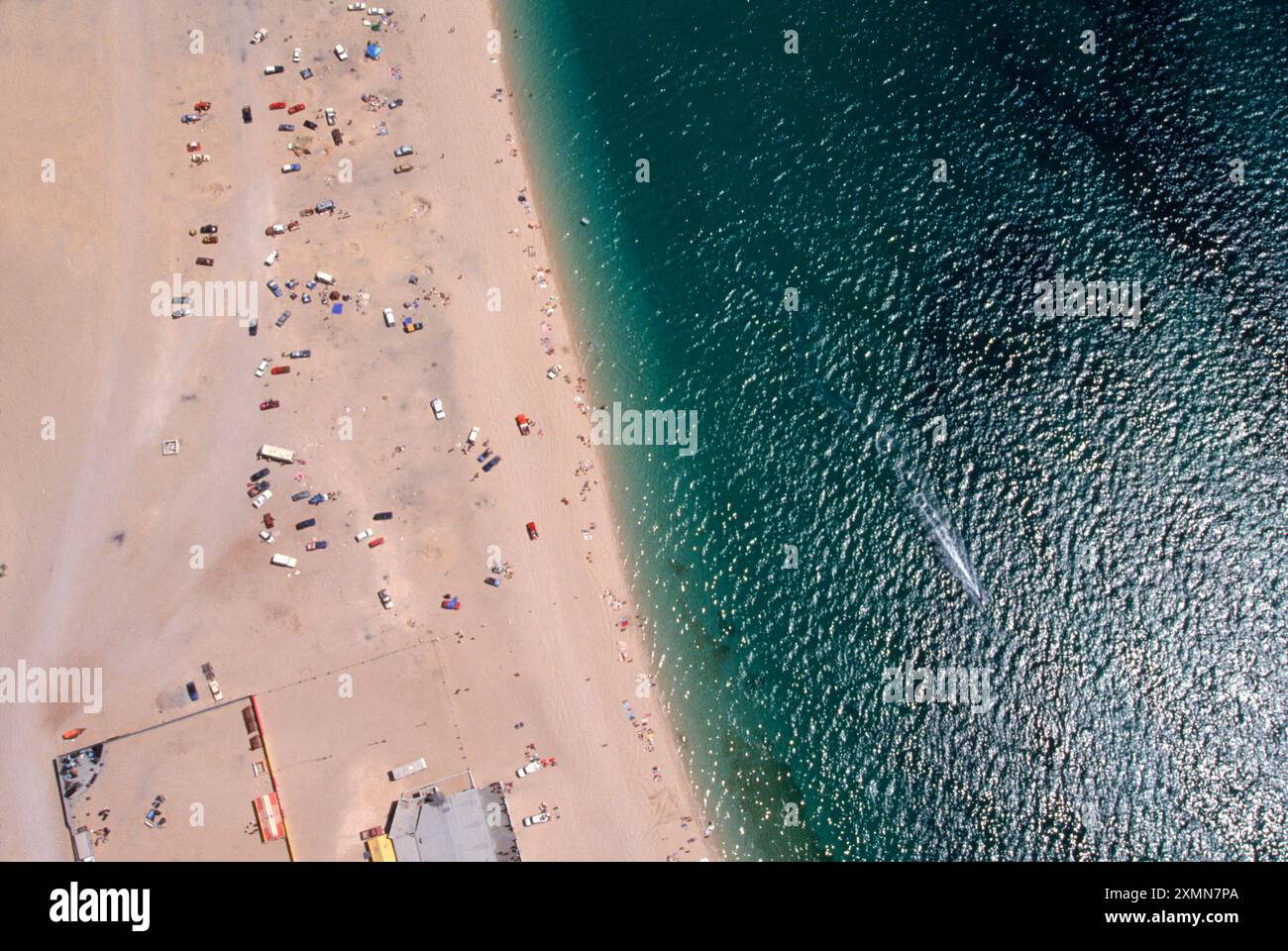 Aerial view of a beach during spring break, Puerto Penasco, Mexico. Stock Photo