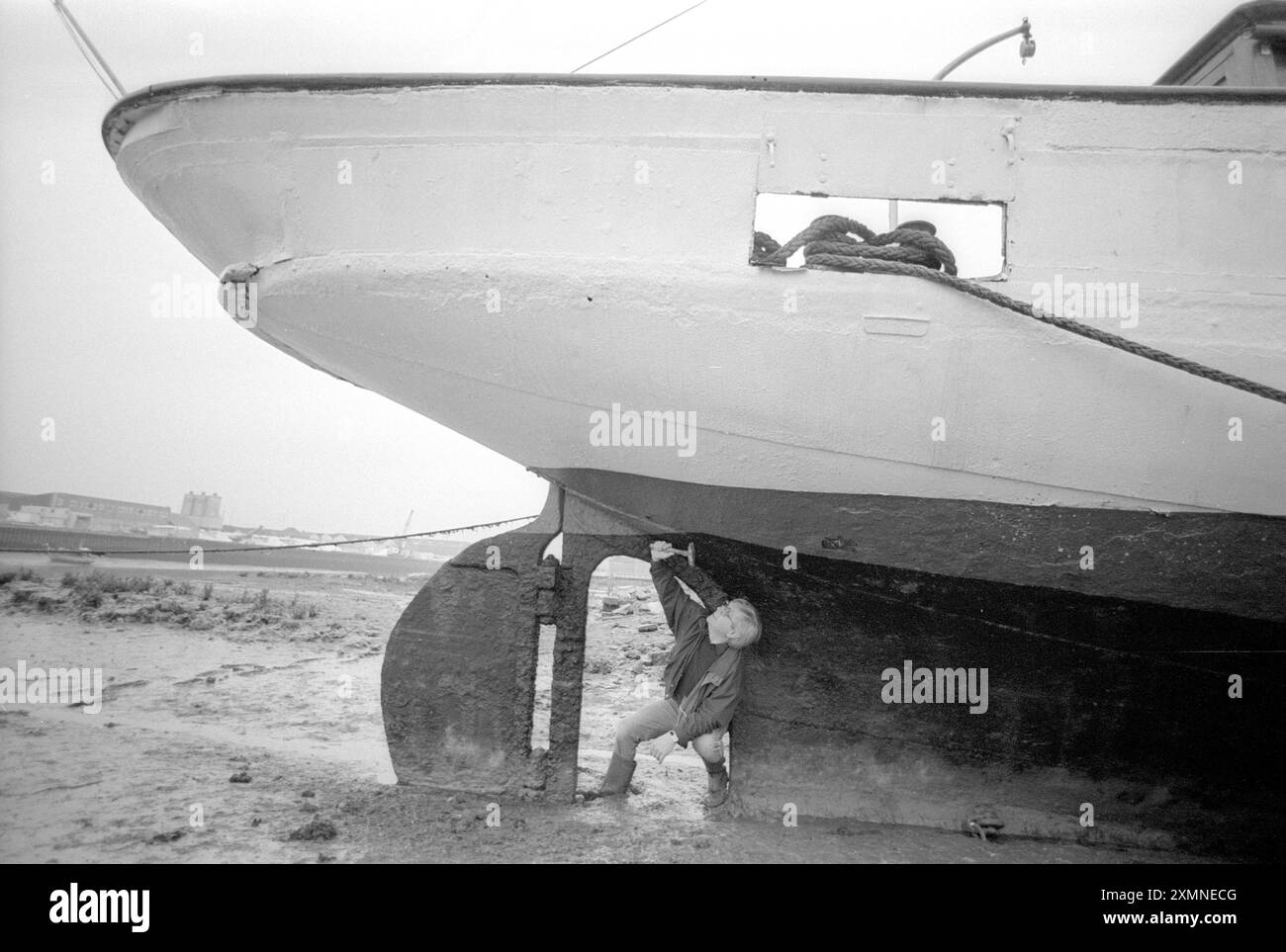The Excise Cutter David Hewer of Customs and Excise inspecting Vigilant, a 1902 steam and ...