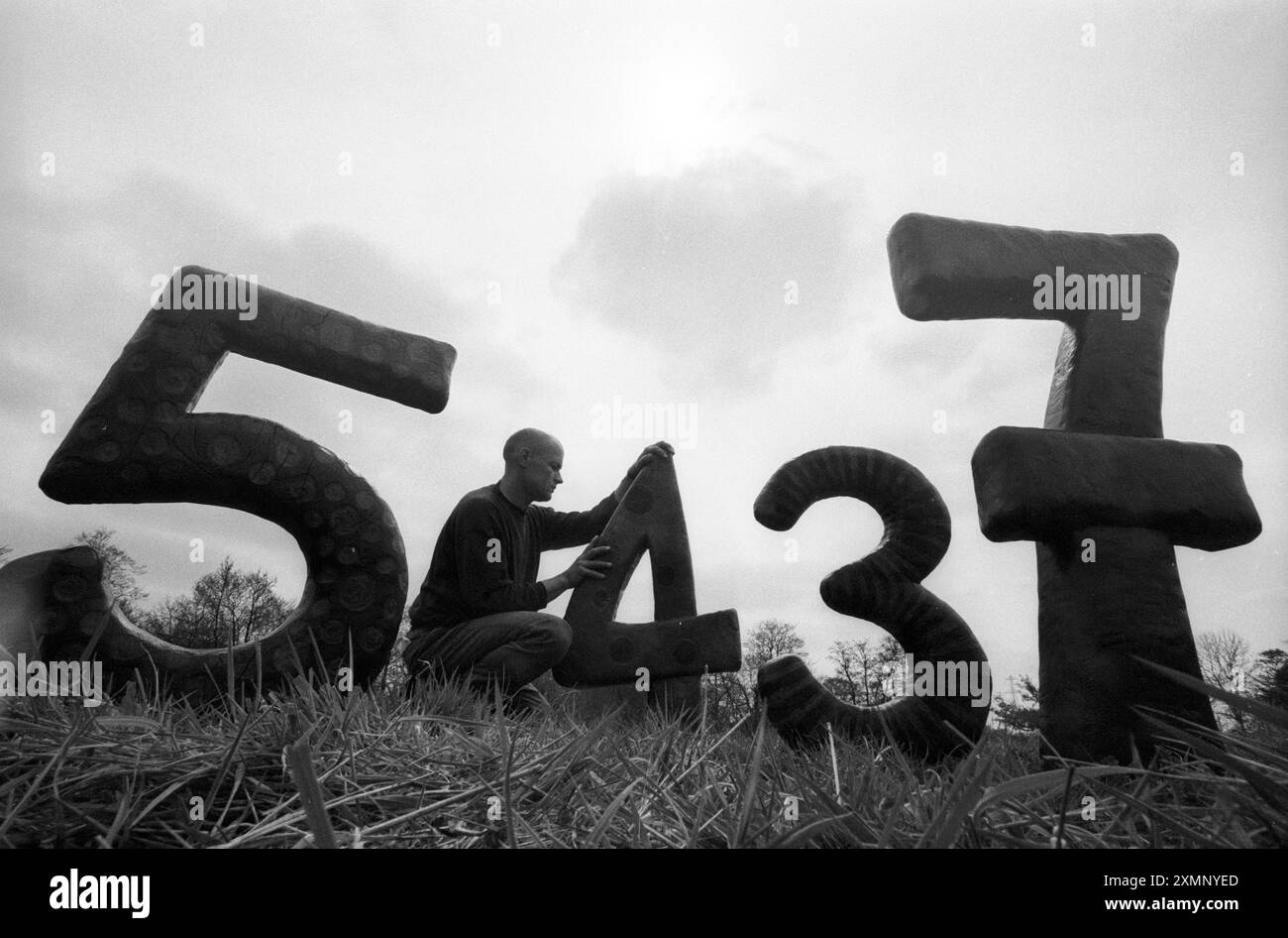 Johnny Woodford with his Numbers sculpture8 June 1995 Picture by Roger ...